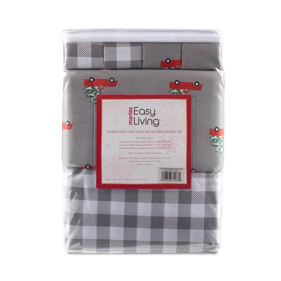 2 SETS XMAS SHEETS Two-Pack NEW Easy Living Holiday Microfiber Sheet Set - Picture 17 of 17